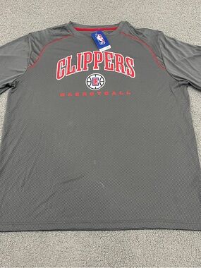 LA Clippers T Shirt Mens 2XL Gray NBA Basketball Logo Athletic Tee NWT